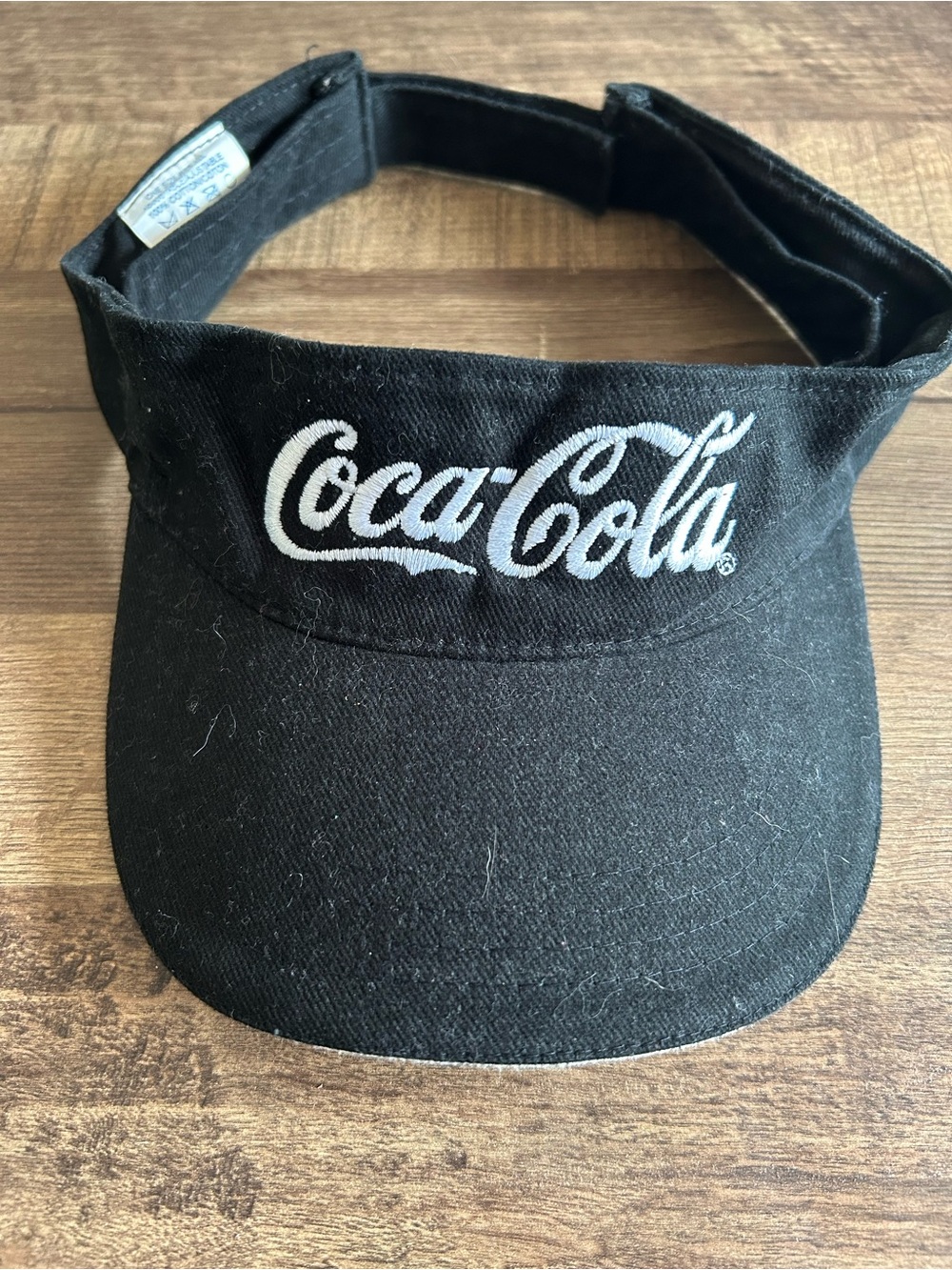 Vintage 90s Coca-Cola Embroidered Sun Visor Hat Black Cotton KP Caps
